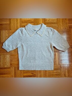 Nanette Lepore - Pearl Trim Collar Short-Sleeve Pullover